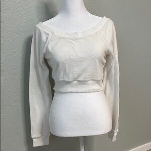 White Off-Shoulder cropped Sweatshirt